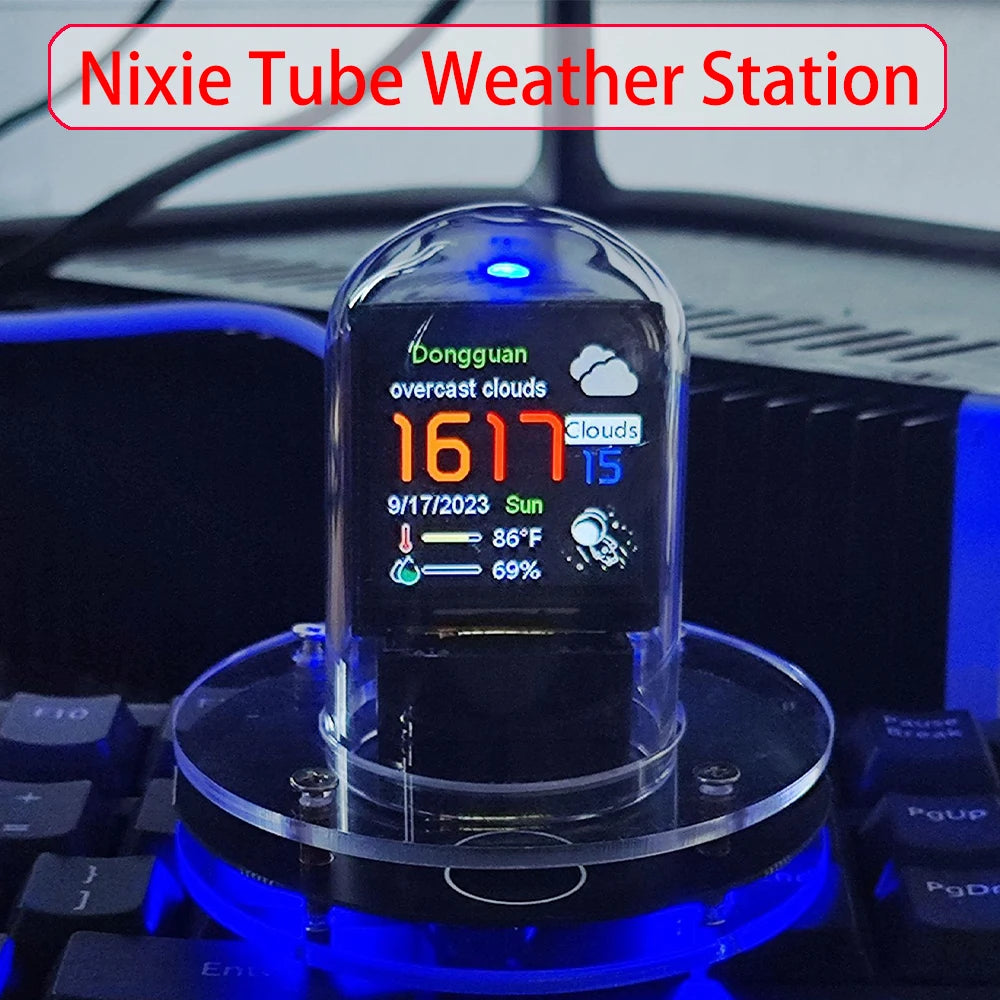 محطة الطقس الصغيرة على مدار الساعة Nixie